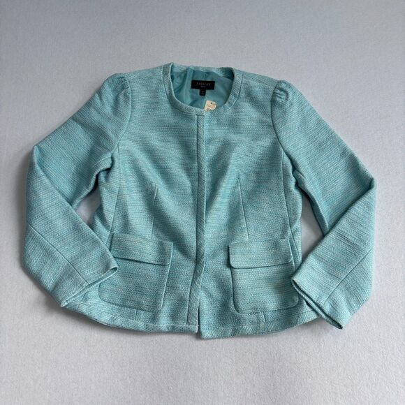 Talbots Jackets & Blazers - Talbots Tweed Blazer Jacket Women's 12P Turquoise Blue Old Money Career Office
